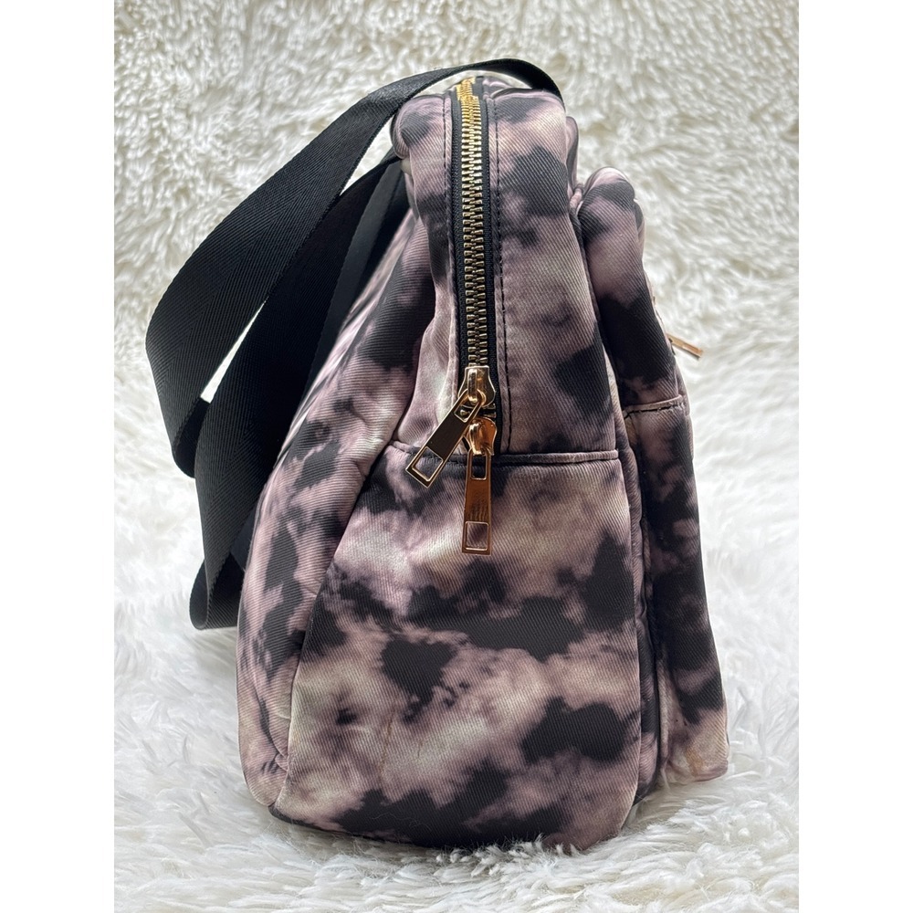 Olivia Miller Tie Dye Shoulder Bag Large Tote Handbag Purple Black Multi Pocket - Picture 3 of 8